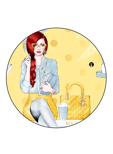 Girl Printed Fridge Magnet Multicolour