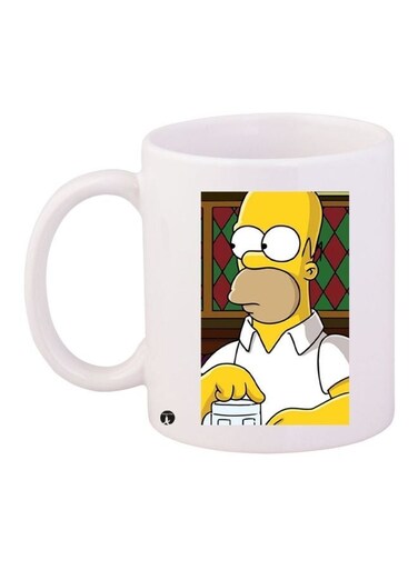 The Simpsons Printed Coffee Mug White/Yellow/Red 11ounce