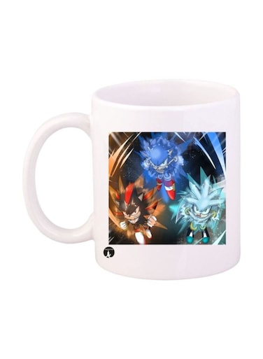 Sonic Video Game Printed Mug White/Blue/Brown Standard Size
