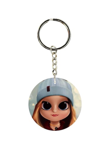 Cartoon Girl Printed Keychain