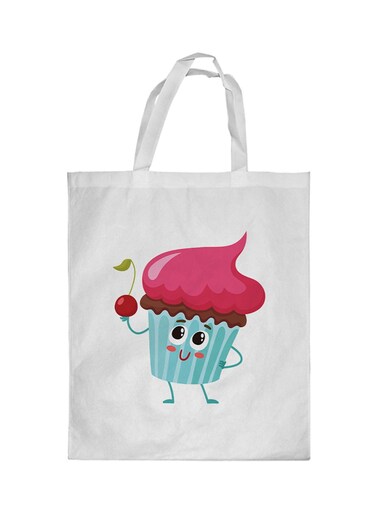 Cupcake Printed Shopping Bag White