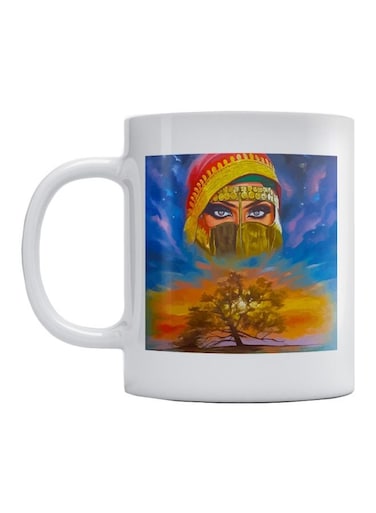 Arabian Beauty Printed Mug White/Blue/Red
