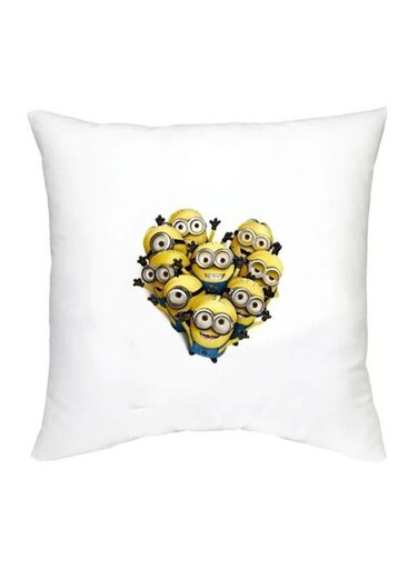 Minion Character Printed Cushion White/Yellow/Blue 16x16inch