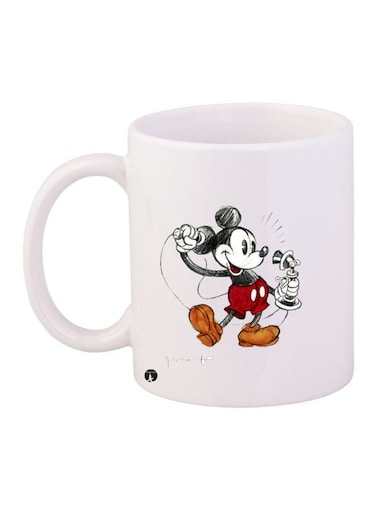 Mickey Mouse Printed Coffee Mug White/Black/Red 11ounce