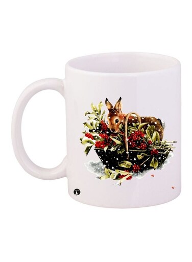 Printed Coffee Mug White/Green/Red 11ounce