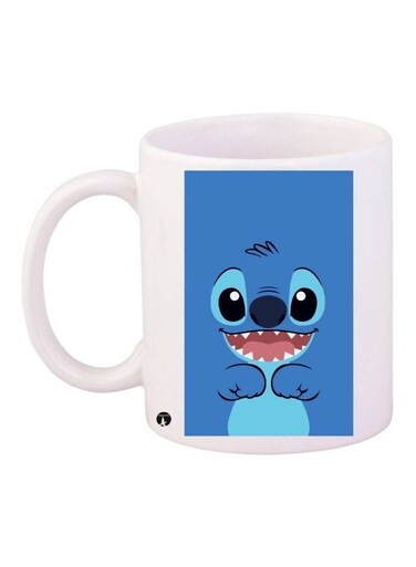 Stitch Printed Coffee Mug White/Blue/Pink 11ounce