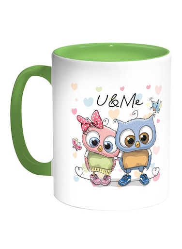 U &amp; Me Printed Coffee Mug White/Green 11ounce