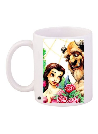 Beauty And The Beast Printed Coffee Mug White/Beige/Green 11ounce
