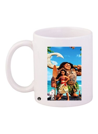Cartoon Printed Coffee Mug White/Blue/Green 11ounce