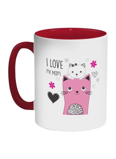 I Love You Mom Printed Coffee Mug Red/White/Pink 325ml