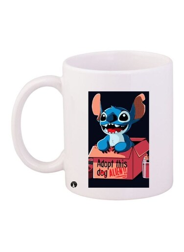 Alien Printed Coffee Mug White/Blue/Pink 11ounce