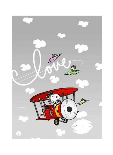 Snoopy Cartoon Themed Metallic Plate Grey/White/Red 20x15cm