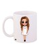 Cartoon Girl Printed Coffee Mug White/Beige/Brown 11ounce