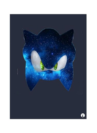 Sonic Metal Plate Poster Black/Blue/Green 15x20cm