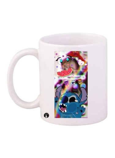 Stitch Printed Mug White/Blue/Red