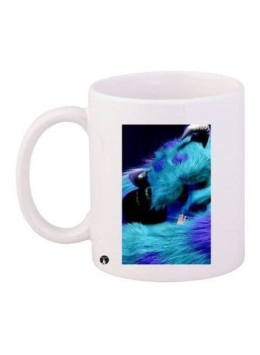Cartoon Printed Coffee Mug White/Blue/Black 11ounce