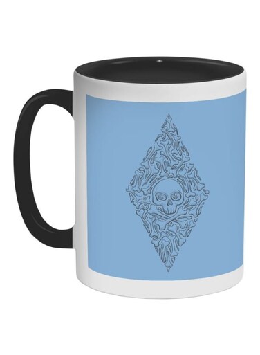 Bones And Skull Printed Coffee Mug Black/White/Blue 325ml