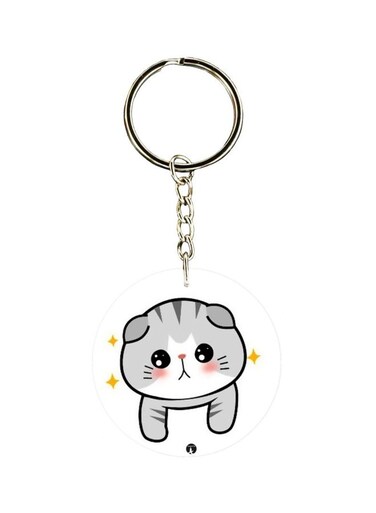 Cat Printed Dual Sided Keychain