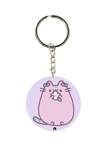 Cartoon Cat Printed Double Sided Keychain