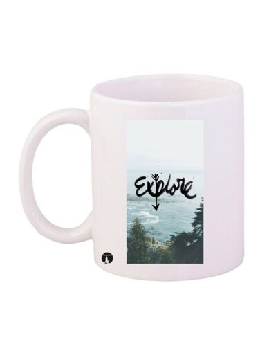 Explore Printed Coffee Mug White/Blue/Green