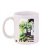 Floral Printed Ceramic Coffee Mug White/Green/Black 11ounce