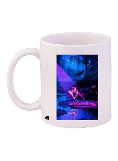 Cartoon Printed Coffee Mug White/Blue/Purple 11ounce