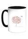 Birds On A Tree Printed Coffee Mug Black/White/Pink 325ml