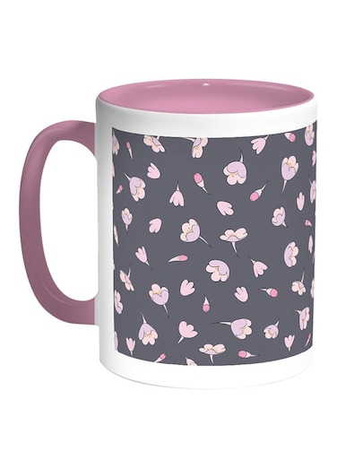 Flowers Printed Coffee Mug White/Pink 11ounce