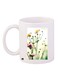Flower Printed Coffee Mug White/Green/Purple 11ounce