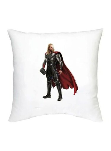 Thor Printed Decorative Cushion White/Red/Black 16x16inch