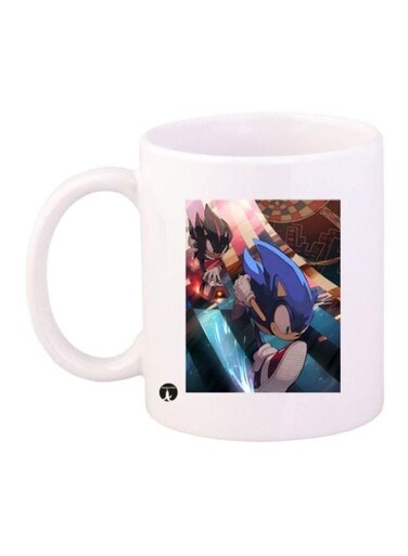 Sonic Video Game Printed Coffee Mug White/Blue/Brown