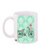 Bicycle Printed Coffee Mug White/Green/Black 11ounce