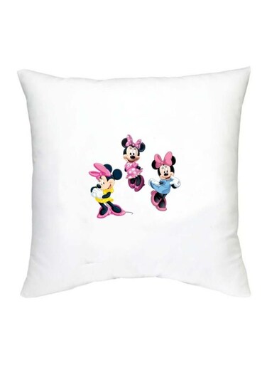 Mickey Mouse Printed Decorative Cushion White/Pink/Blue 16x16inch