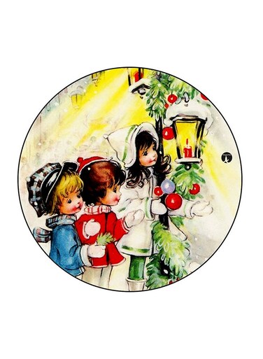 Small Children Printed Fridge Magnet Multicolour 5.5 x 5.5cm
