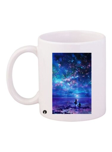 Printed Coffee Mug White/Blue/Purple 11ounce