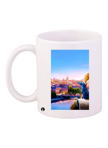 Cartoon Printed Coffee Mug White/Blue/Green 11ounce