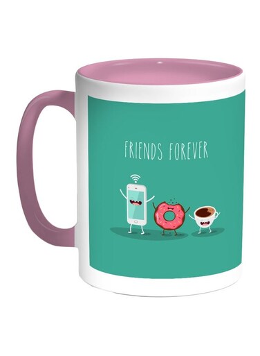 Friends Forever Printed Coffee Mug Green/Pink/White 11ounce