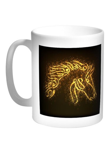 Horse Shape Printed Coffee Mug White/Black/Gold