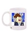 Printed Ceramic Coffee Mug White/Blue/Beige