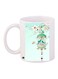 Floral Printed Coffee Mug White/Green/Pink 11ounce