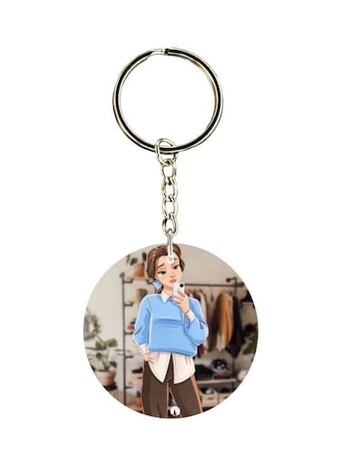 Cartoon Girl Printed Keychain