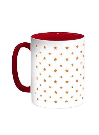 Motifs Of Small And Large Stars Printed Coffee Mug Red/White 11ounce
