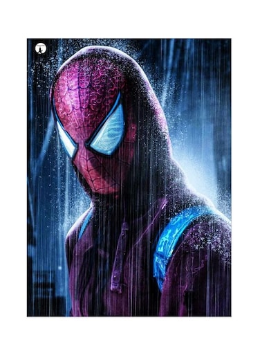 Spiderman Themed Metallic Plate Blue/Red/Black 20x15cm