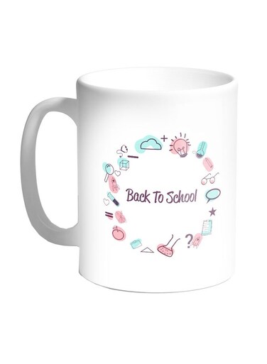 Back To School Printed Coffee Mug White/Pink/Green