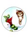 Cat Printed Fridge Magnet Round Multicolour