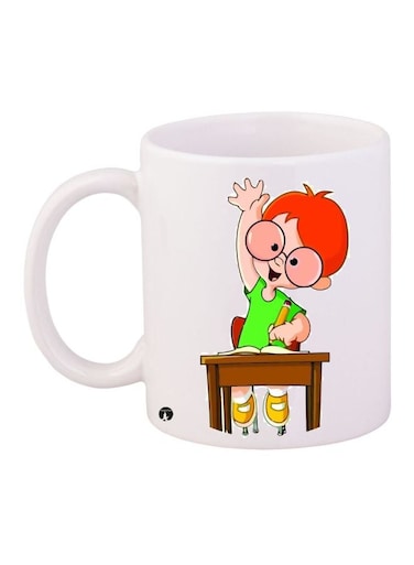 Cartoon Boy Printed Coffee Mug White/Orange/Green