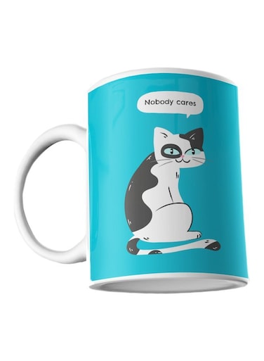 Cat Printed Mug Blue/White/Black