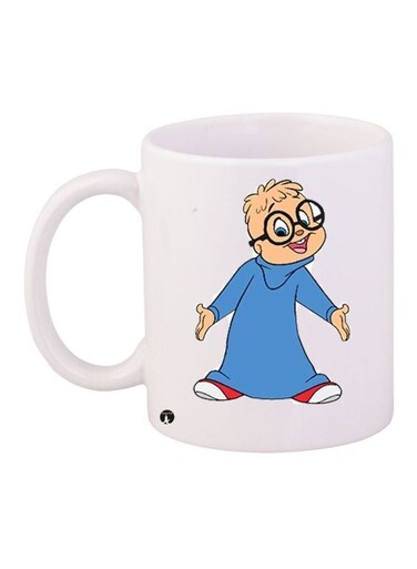 Cartoon Printed Coffee Mug White/Blue/Beige 11ounce