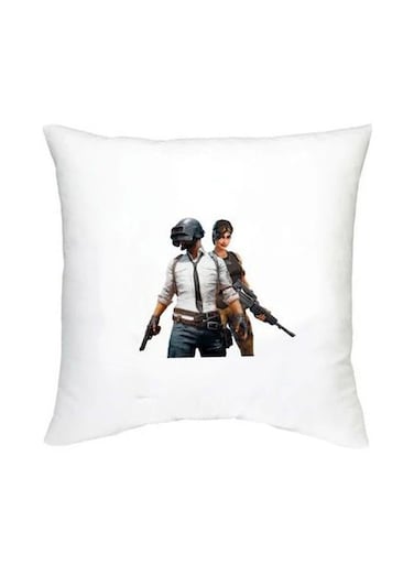 PUBG Printed Decorative Cushion White/Brown/Black 16x16inch