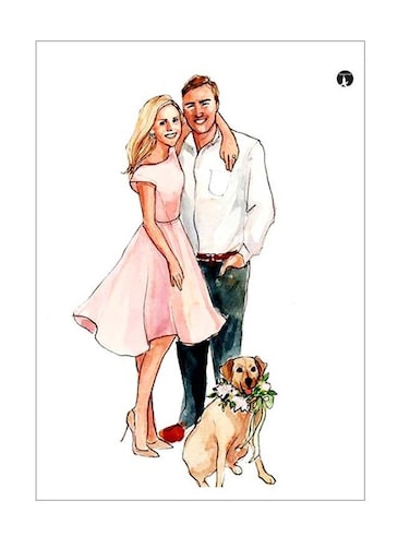 Couple Themed Metallic Plate White/Pink/Beige 20x15cm